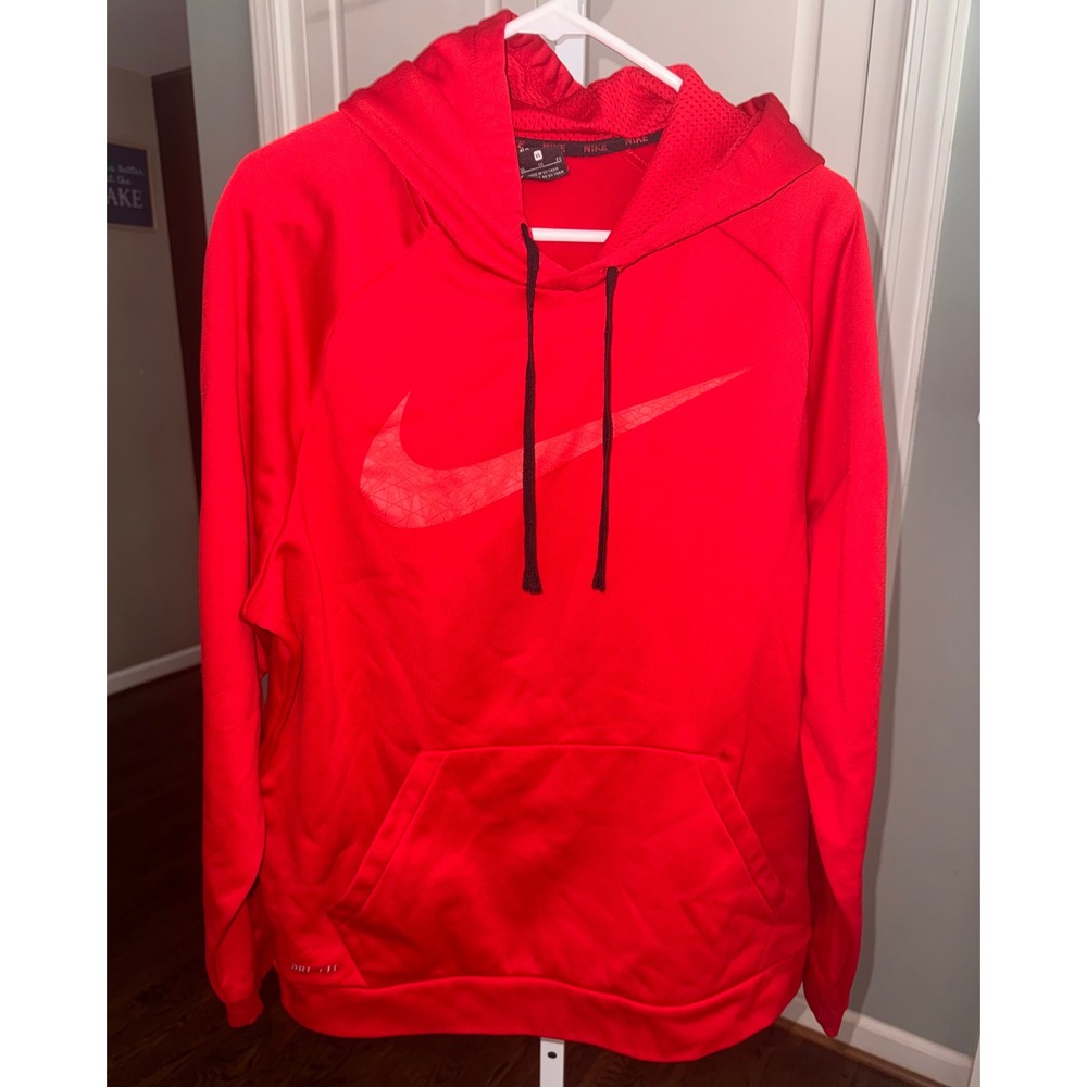 Nike Dri-FIT Pullover Hoodie Mens XL Red Long Sleeve Activewear Sweatshirt